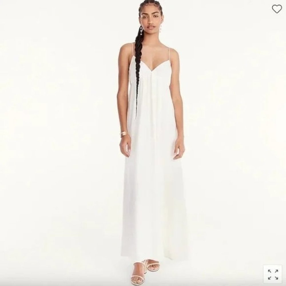 J. Crew Collection Women's Sz. 6 Silk Ivory Maxi Open Back Dress